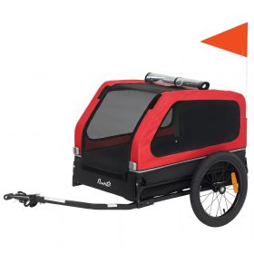 Dog Bike Trailer for Small & Medium Dogs, Universal Bicycle Coupler, Flip-Down Ramp Tailgate, Red