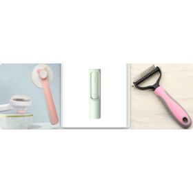 Pet Long-haired Dogknot Comb Double-sided Blade Dog (Option: Pink set5-L)