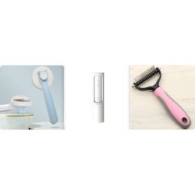 Pet Long-haired Dogknot Comb Double-sided Blade Dog (Option: Pink set14-L)