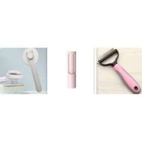 Pet Long-haired Dogknot Comb Double-sided Blade Dog (Option: Pink set11-L)