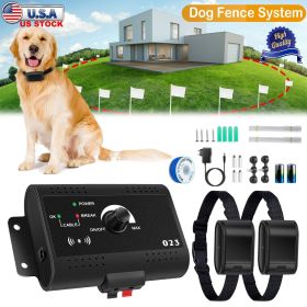 Electric Dog Fence System Pet Tone Shock Boundary Containment Water Resistant Collar Receiver For Small Medium Large Dog (Color: Black)