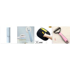 Pet Long-haired Dogknot Comb Double-sided Blade Dog (Option: Pink set3-L)