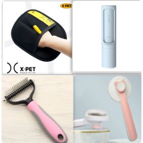 Pet Long-haired Dogknot Comb Double-sided Blade Dog (Option: Pink set21-L)