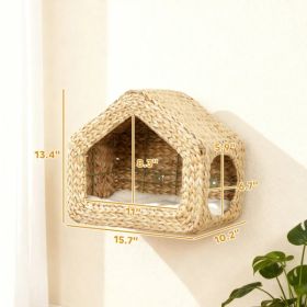 Wooden Cat House (Option: Natural)