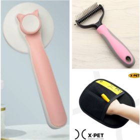 Pet Long-haired Dogknot Comb Double-sided Blade Dog (Option: Set4-L)