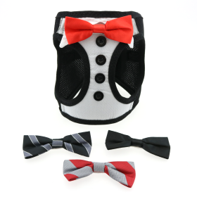 American River Ultra Choke Free Dog Harness (Color: Tuxedo with 4 Interchangeable Bows, size: 2X-Large)