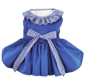 Blue Gingham Dog Dress with Matching Leash (size: large)